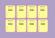 English worksheet: TABOO CARDS TEMPLATES
