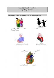 English worksheet: family members