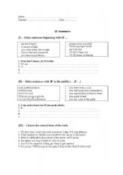 English worksheet: First conditional 