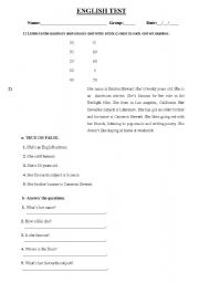 English worksheet: basic english test