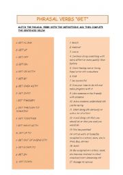 English Worksheet: Phrasal Verbs GET