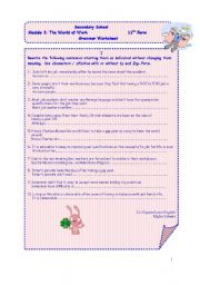 English worksheet: Grammar Revision work