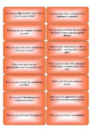 English Worksheet: Conversation cards - films