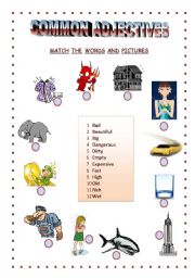 English Worksheet: Common Adjectives