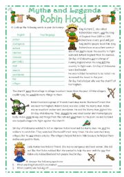 English Worksheet: ROBIN HOOD - Myths & Legends series #1