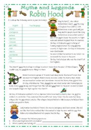 English Worksheet: ROBIN HOOD - Myths & Legends series #1