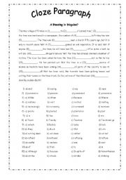 English Worksheet: Cloze Paragraph