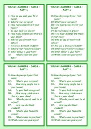 English Worksheet: Young Learners - Conversation Cards - Part I