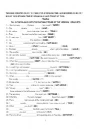 English Worksheet: Revision of the Tenses