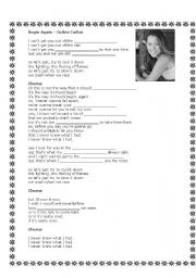 English worksheet: Song - Begin Again - Colbie Caillat