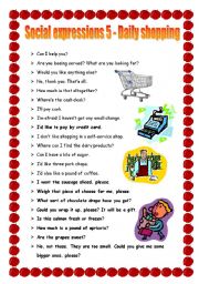 English Worksheet: Social expressions 5 - daily shopping