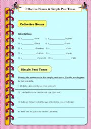 English worksheet: English Nouns & Simple Past Tense
