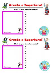 English Worksheet: Create a Superhero - versatile sentence construction