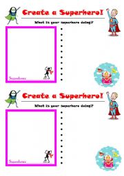 English Worksheet: Create a Superhero - versatile sentence construction
