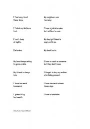 English worksheet: problem cards