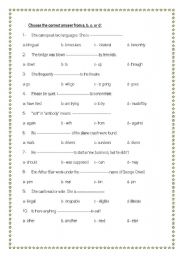 English worksheet: Exercise on Grammar and Vocabulary