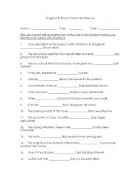 English Worksheet: Singular & Plural Verbs