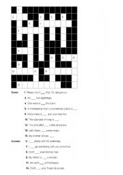 English Worksheet: crosswords