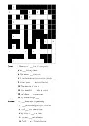 English worksheet: crosswords