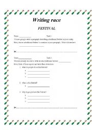 English worksheet: writing race