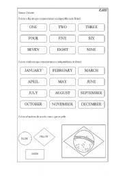 English Worksheet: Colors and months
