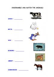 English worksheet: EXERCISES ABOUT ANIMALS