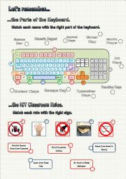English Worksheet: Parts of the Keyboard & ICT Class Rules - FULLY EDITABLE (Even the Keyboard!)