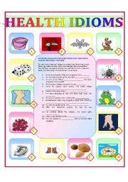 English Worksheet: HEALTH IDIOMS