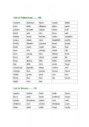 Adjectives, nouns, verbs and adverbs