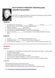 English Worksheet: Einstein Quotes to practice comparative and superlative forms