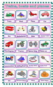 English Worksheet: Trains, Boats and Planes