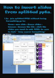 English worksheet: How to insert slides in splitted ppts