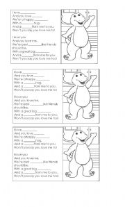 English Worksheet: Barney song 