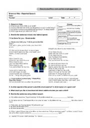 English Worksheet: Reported Speech - Ill be there for you - Friends Theme
