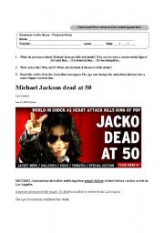 English Worksheet: Michael Jackson Dead at 50