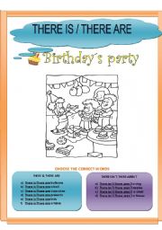 English Worksheet: there is / there are birthday