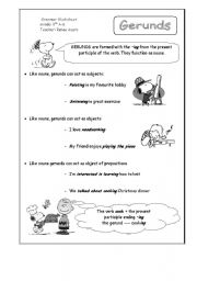 English Worksheet: GERUNDS