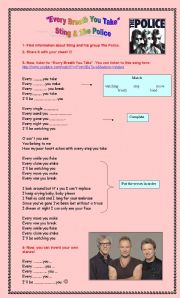 listening comprehension activity - listen to a song