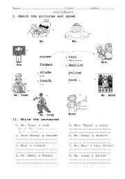 English Worksheet: jobs