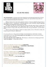 English Worksheet: we are the world
