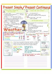 Weather + Present Simple or Present Continuous