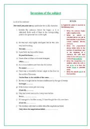 English Worksheet: INVERSION OF THE SUBJECT