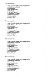 English Worksheet: Find someone who