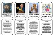 English Worksheet: Famous people speaking cards (was,were) part 8