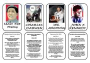 English Worksheet: Famous people speaking cards (was,were) part 9