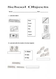 English worksheet: School Objects