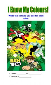 English Worksheet: Ben 10 Colours Worksheet