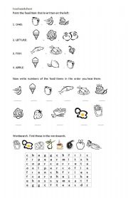 food worksheet