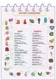 English Worksheet: clothes-accessories
