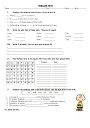 English Worksheet: Past tense